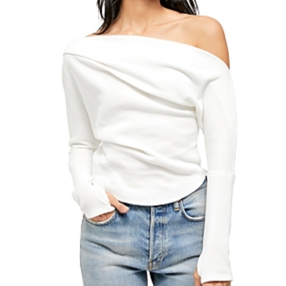 Free People We The Free Fuji Ivory Off-the-Shoulder Long Sleeve Thermal Top - Picture 1 of 6